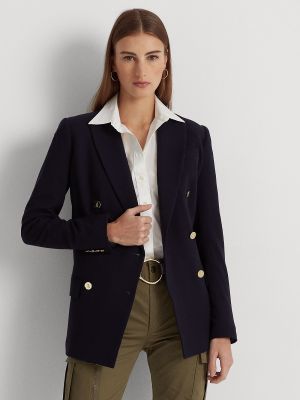 Шерстяной двубортный пиджак из крепа Lauren Ralph Lauren