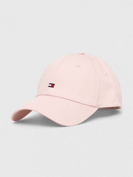 Хлопковая кепка Tommy Hilfiger розовая