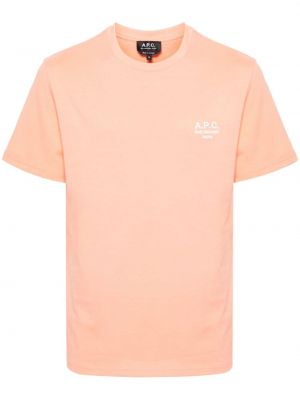 Kokvilnas t-krekls ar izšuvumiem A.p.c. oranžs