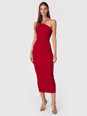 Коктейлна рокля slim Glamorous винено червено