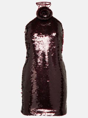 Mini vestido con lentejuelas con apliques Magda Butrym granate