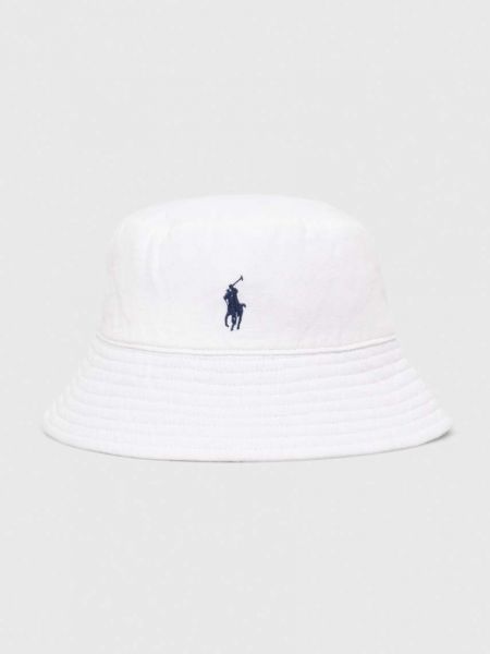 Lniany kapelusz Polo Ralph Lauren biały