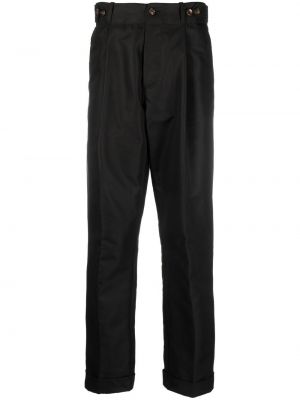 Pantaloni cu picior drept plisate Roberto Cavalli negru