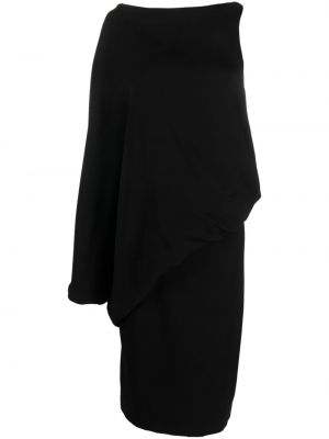 Asimetrična svilena midi obleka Tom Ford črna