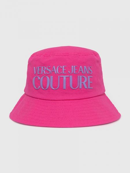 Różowy kapelusz bawełniany Versace Jeans Couture