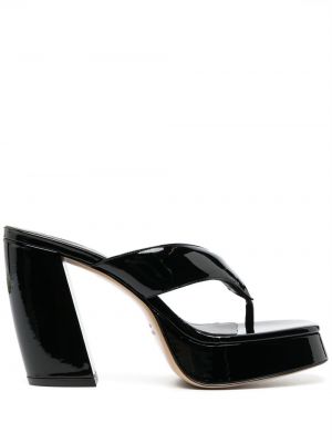 Kožené sandále na platforme Giaborghini čierna