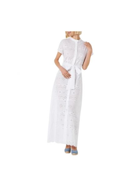 Kleid mit stickerei Mc2 Saint Barth weiß