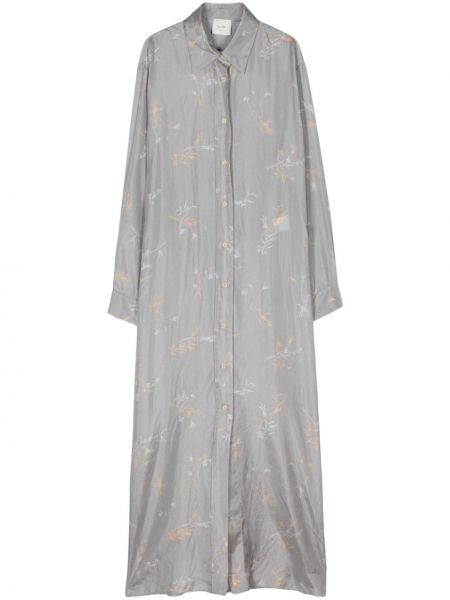 Svilena maksi haljina s cvjetnim printom s printom Alysi siva