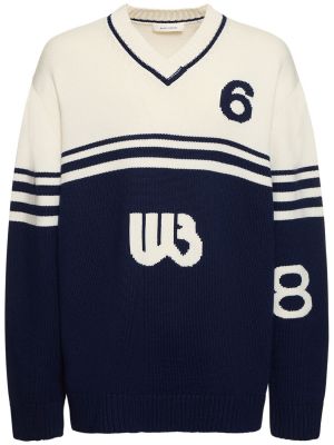 Вълнен пуловер с v-образно деколте Wales Bonner