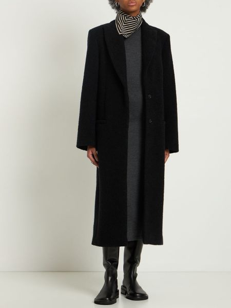 Vlnený kabát Totême čierna
