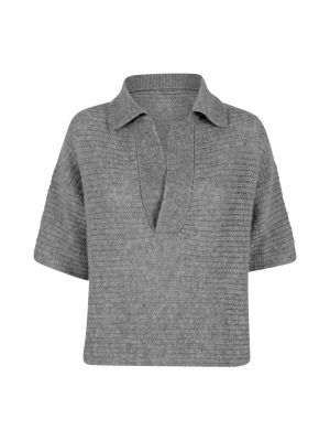 Poloshirt mit v-ausschnitt Lu Ren grau