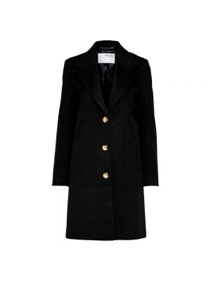 Шерстяное пальто Selected черное