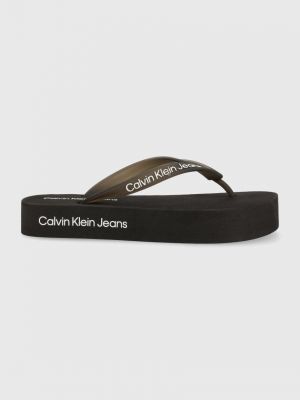 Japonki na platformie Calvin Klein Jeans czarne