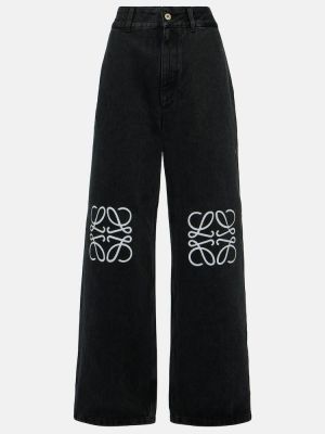 Voľné džínsy s vysokým pásom Loewe čierna