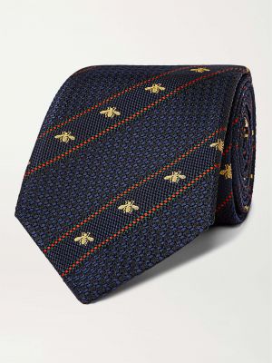 Жаккардовый галстук в полоску Gucci синий