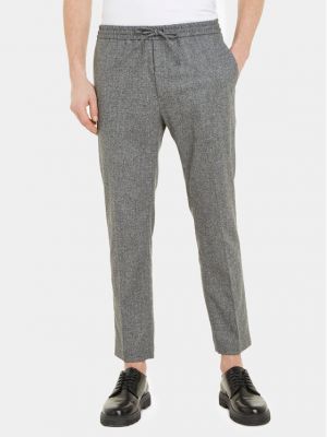 Bavlnené priliehavé nohavice Calvin Klein sivá
