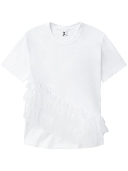 Kokvilnas t-krekls ar volāniem Noir Kei Ninomiya balts