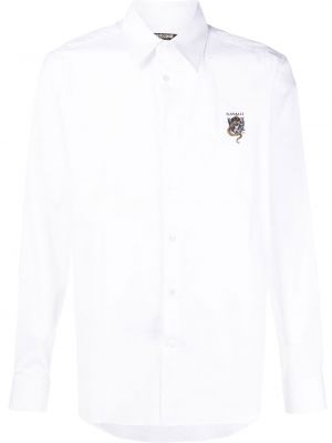 Biała koszula z haftem Roberto Cavalli, biały