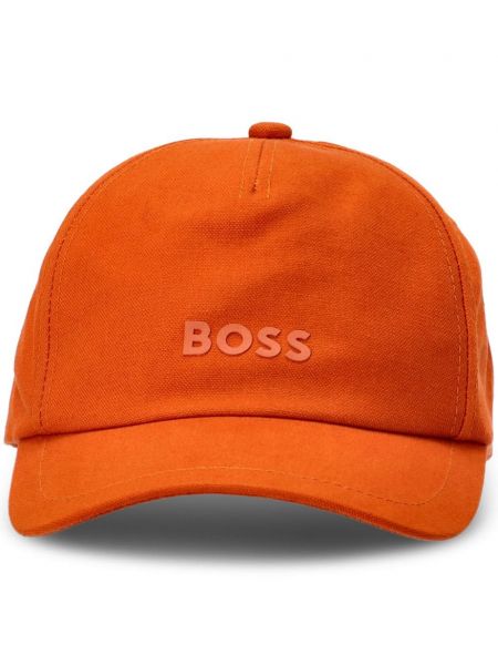 Baskılı pamuklu beyzbol şapkası Boss turuncu