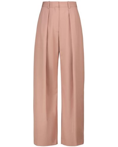 Plisované kalhoty relaxed fit Victoria Beckham růžové