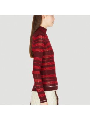 Jersey cuello alto a rayas de punto de tela jersey Durazzi Milano rojo
