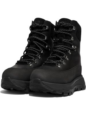 Кожаные замшевые ботинки на шнуровке Fitflop черные