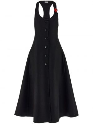 Vlnené midi šaty na gombíky Ferragamo čierna