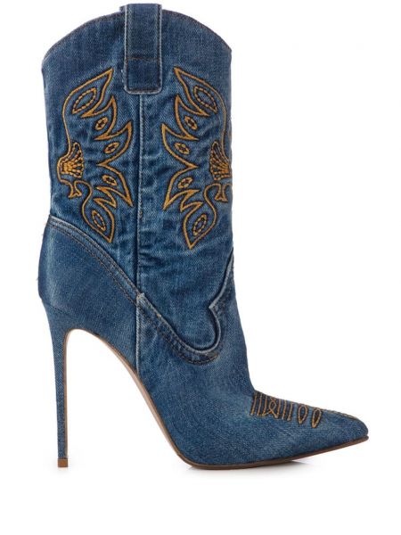Členkové topánky s výšivkou Le Silla modrá