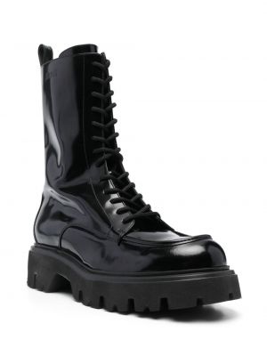Nėriniuotos guminiai batai su raišteliais Msgm juoda