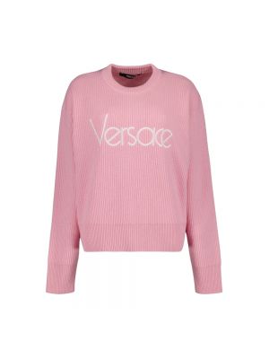 Sweter w paski Versace różowy