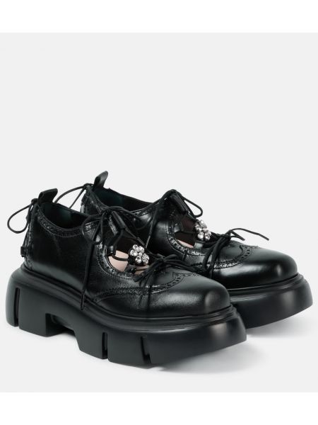 Plattform läder brogues Simone Rocha svart