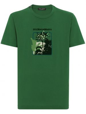 Kokvilnas t-krekls ar apdruku Dolce & Gabbana zaļš
