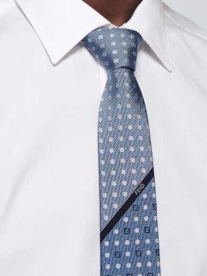 Jedwabny krawat żakardowy Fendi niebieski