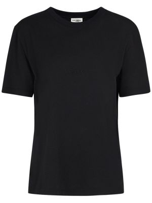 Kokvilnas t-krekls Saint Laurent melns