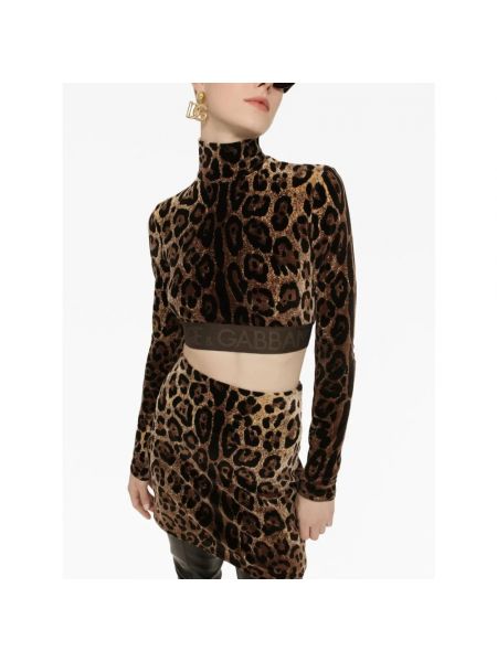 Crop top con estampado leopardo Dolce & Gabbana