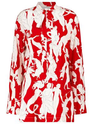 Bluză de mătase cu imagine Valentino roșu