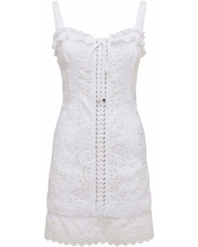 Плаття міні з вишивкою з попліну Dolce & Gabbana, біле