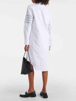 Βαμβακερή μίντι φόρεμα Thom Browne λευκό