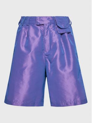 Voľné bavlnené priliehavé šortky Reebok fialová