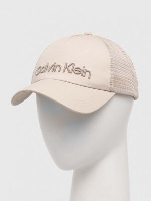 Bombažna kapa Calvin Klein bež