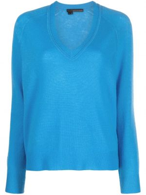 Sweter z kaszmiru z dekoltem w serek 360cashmere niebieski