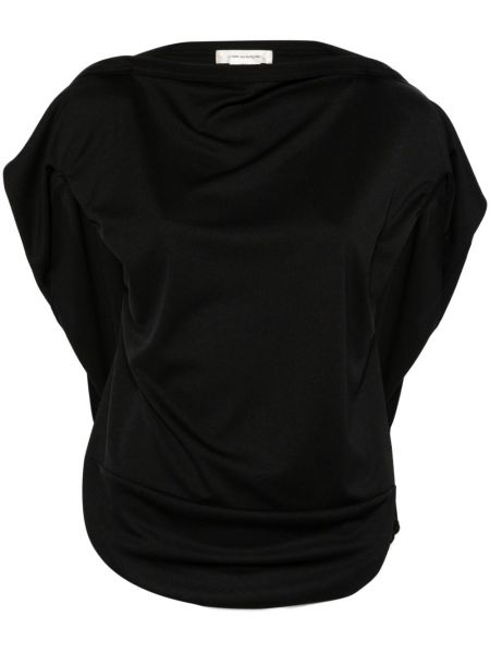 Блуза по тялото с драперии Comme Des Garçons черно