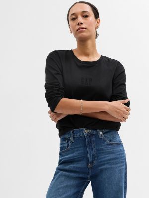 Camiseta de manga larga manga larga Gap negro