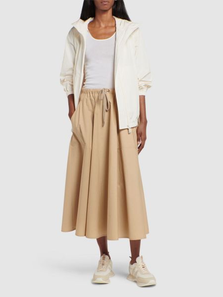 Bavlnená dlhá sukňa Moncler béžová
