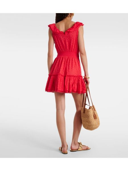 Памучна рокля с волани Poupette St Barth червено