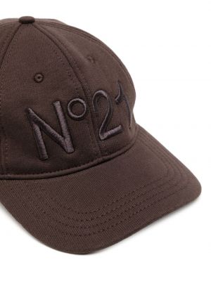 Haftowana czapka z daszkiem bawełniana N°21 brązowa