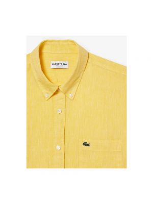 Lniana koszula Lacoste żółta