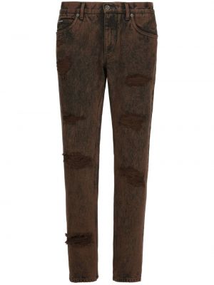 Skinny fit-jeans med sliten Dolce & Gabbana brun