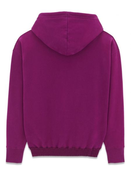 Hoodie brodé en coton Saint Laurent violet