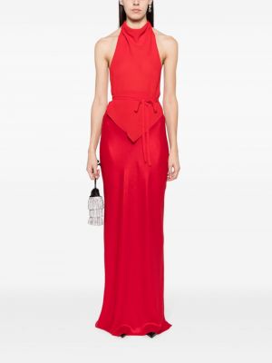 Asymetrické saténové dlouhá sukně Parlor červené